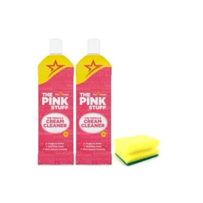 Image of 2 Packs of Pink Stuff Versatile Liquid Cream Cleaner (2X 500ML) Household Effective for removing Grease from Hard Surfaces with Degreaser Sponge