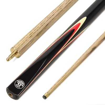 Image of Jonny 8 Ball TRIDENT 57 Inch 2 Piece Centre Joint Ash Snooker Pool Cue with 9.5mm Tip (Red)