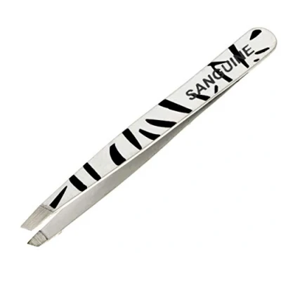 Image of Beautimaxx 3.5 inch White Zebra Slant Tip Eyebrow Tweezer