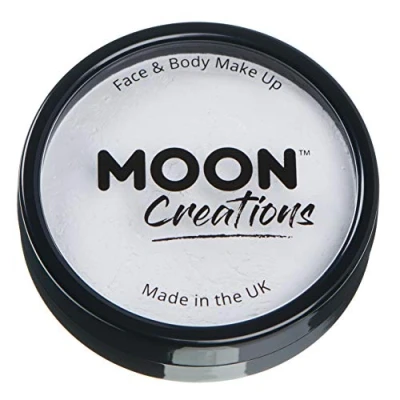 Image of Moon Creations Pro Face &amp; Body Makeup White 36g Professional Colour Paint Cake Pots For Painting Kids, Adults, Fancy Dress, Festivals, Halloween