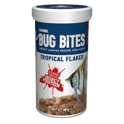 Image of Fluval Bug Bites Tropical Flakes Fish Food 90g Natural Colour