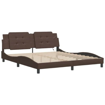 Image of vidaXL Bed Frame with LED without Mattress &quot;Zadar&quot; Brown 180x200 cm Super King