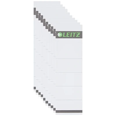 Image of Leitz 16070085 Replacement Spine Labels for Plastic 80 mm Lever Arch Files, Short and Wide, 57 x 191 mm, Card, Grey, Pack of 10