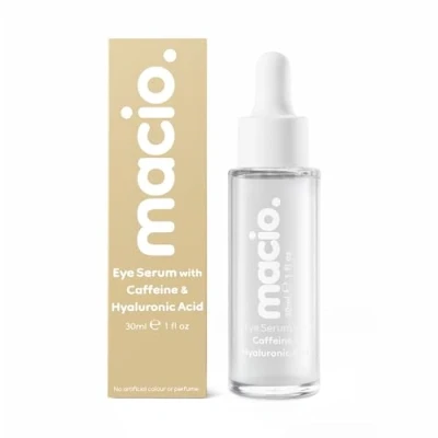 Image of Macio Eye Serum with Caffeine &amp; Hyaluronic Acid For Dark Circles, Puffy Eyes Under Bags Brightening Hydrating Ingredients Fast Absorbing 30ml