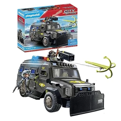 Image of Playmobil 71144 City Action Tactical Police All Terrain Vehicle, modern special forces off road vehicle with light and sound, fun imaginative role play, playset suitable for children ages 5+
