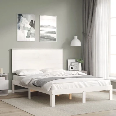 Image of vidaXL Bed Frame without Mattress White 140x190 cm Solid Wood Pine