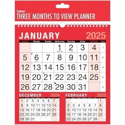 Image of PaulStore 2025 Wall Calendar Home Office 3 Month to View Planner in Hanging