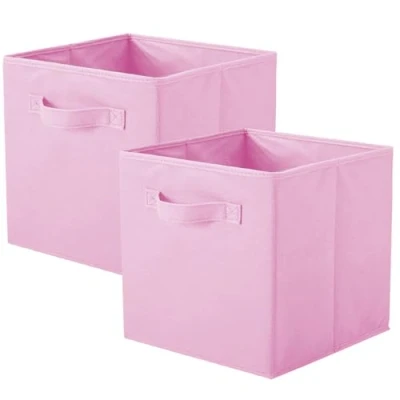 Image of PowerKing Storage Box, 2 Pieces Foldable Cube Box Made of Fabric in Shape Pink