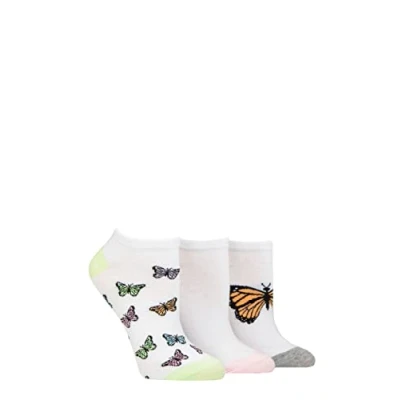 Image of Women&#039;s 3 Pair SOCKSHOP Wildfeet Novelty Cotton Trainer Socks Butterflies 4 8
