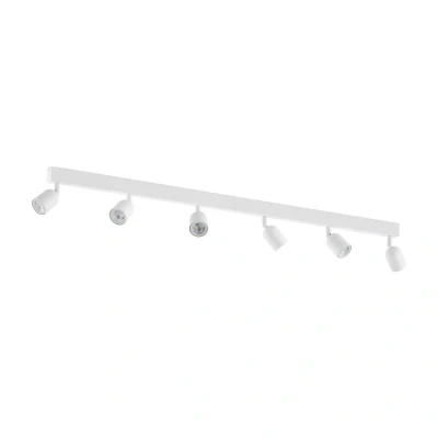 Image of Top Rounded Head Ceiling Spotlight Bar White 6xGU10