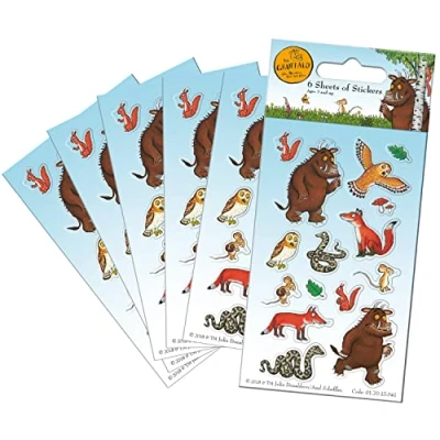 Image of Paper Projects 01.70.15.041 Gruffalo Party Bag Stickers (6 Sheets), Blue, 12.5cm x 7.5cm