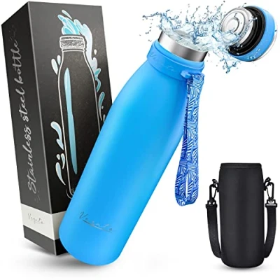 Image of Vezato Drinking Bottle Stainless Steel BPA Free Insulated 750ml Leak Proof Water with Double Insulation Thermos Dishwasher Safe Suitable for Carbonic Acid Sustainable