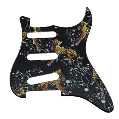 Image of Dopro 11 Hole Strat Style Guitar 3D Printed Plastic Pickguard Bridge Reversed with Screws For FD Jimi Hendrix Stratocaster Leopard Pattern