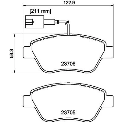 Image of 2370617815 brake pad set MINTEX MDB3193 with integrated wear warning contact caliper screws accessories FIAT: 500 Hatchback