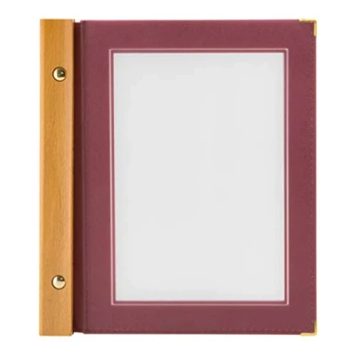 Image of Securit A5 Wood Range Menu Card with 2 Inserts, Wine Red