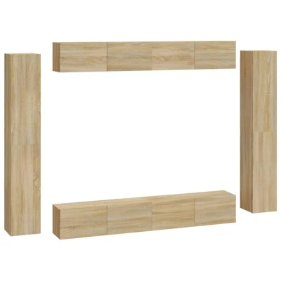 Image of vidaXL 8 Piece TV Cabinet Set Sonoma Oak Engineered Wood