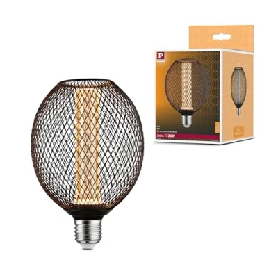 Image of Paulmann 29087 Glow Edition Standard 230V LED Globe E27 Spiral 4.2W 200lm 110mm Black Metal 1800K, 4.2 W