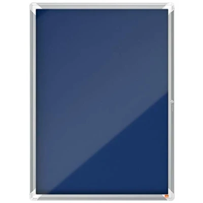 Image of Nobo Felt Lockable Notice Board 9 x A4, Premium Plus, Blue, 1902556