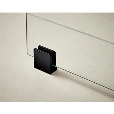 Image of Nuie WRSF008 Extra Modern Bathroom Wetroom Screen Foot and Wall Bracket, 45mm, Matt, Satin Black