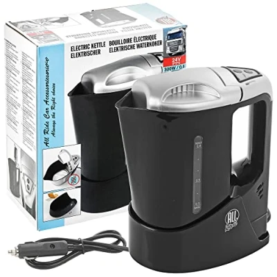 Image of 0.8L 24V 300W Thermal Protection Black Travel Electric Kettle for Car Van Lorry Truck