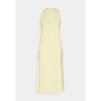 Image of adidas Sportswear Essentials 3STRIPES LONG Racerback Jersey dress, Women&#039;s, Size: Small, Powder yellow/white