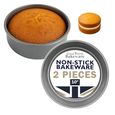 Image of Samuel Groves Victoria Sandwich Cake Tin 2 x Non Stick Fixed Base, UK Made, Tapered Deep 50mm (10&quot; Deep)
