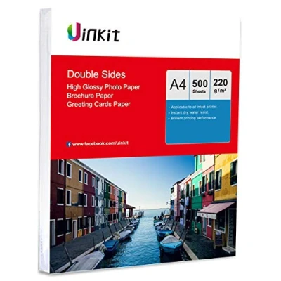Image of A4 Double Sided High Glossy Photo Paper Inkjet 220Gsm Uinkit 500sheets for Printing Only
