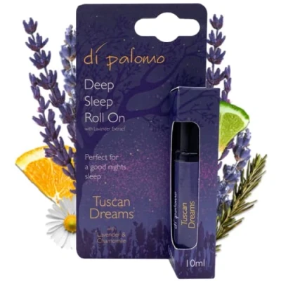 Image of Di Palomo Vegan Tuscan Dreams Essential Oil Roll On 10ml. Lavender &amp; Chamomile Oils Roller Ball. Aromatherapy Oil. Anxiety Relief, Sleep Aid, Stress Relief Relaxation Gifts.