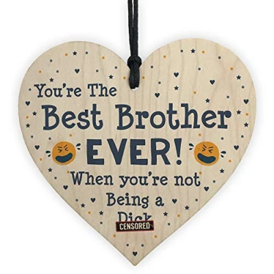 Image of RED OCEAN Funny Brother Birthday Christmas For Rude Idea Novelty Wood Heart From Sister
