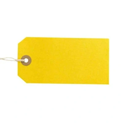 Image of ValueX Reinforced Coloured Strung Tag, 120x60mm, Yellow, Pack of 1000