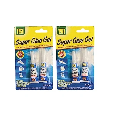 Image of 2 x Ultra Strong Super Glue Adhesive Liquid 3g Tubes Suitable For Rubber Ceramic Wood Plastic &amp; Other Household Repairs