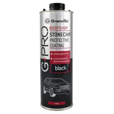 Image of Granville G+PRO Stonechip Black 1L Overpaintable Anti Corrosion &amp; Sound Deadening Coating Durable Protective Automotive for Climate Resistance Rubber Resin Formula Cars, Trucks, Coaches