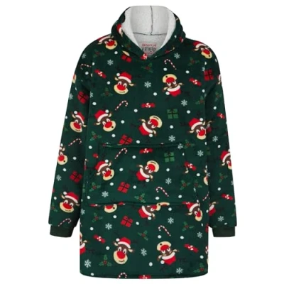 Image of Tokyo Laundry Unisex &#039;Reindeer Faces&#039; Oversized Xmas Fleece Lined Blanket Hoodie
