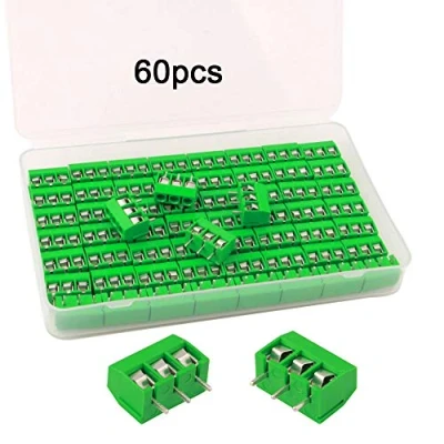 Image of QitinDasen 60Pcs Premium 3 Position Pin Plug in PCB Terminal Block, 5.08mm Pitch Mount Screw Block Connector (300V / 10A, Green)