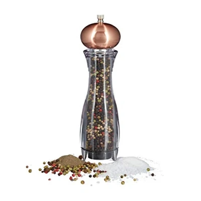 Image of Relaxdays Manual Pepper Mill, Adjustable Ceramic Grinding Mechanism, Spice Size: 26.5 x 6.5 cm, Bronze