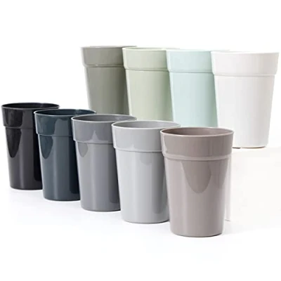Image of Youngever 18 Pack 350ML Re usable Plastic Kids Cups, Stackable Drinking Toddler Unbreakable Glasses, Tumblers, NO BPA, Top Rack Dishwasher Safe, in 9 Urban Colors