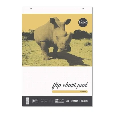 Image of Rhino A1 Flip Chart Paper Pad, 30 Sheets / 20mm Dotted 5 Pack, 80gsm PEFC Paper, Office &amp; School Stationery Supplies