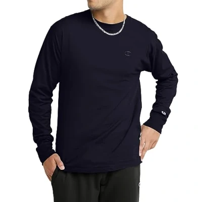 Image of Champion Men&#039;s Classic Jersey Long Sleeve T Shirt, Navy, XL