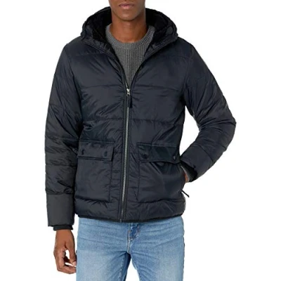 Image of Amazon Essentials Men&#039;s Long Sleeved Water Resistant Sherpa Lined Puffer Jacket, Black, S