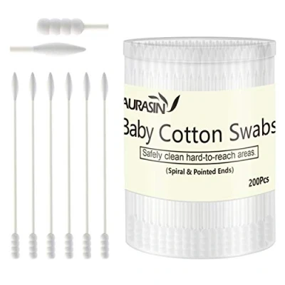 Image of Baby Cotton Swabs, Paper Sticks Buds for Ear Nose Clean 200Pcs(Spiral and Pointed)