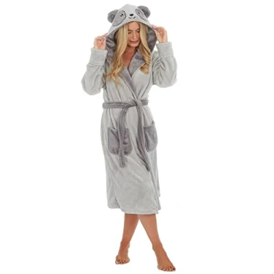Image of undercover lingerie Ladies Panda Dressing Gown 34B1830 Grey Large