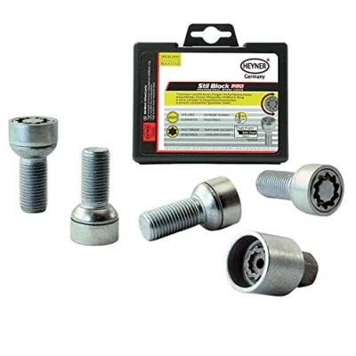 Image of Fits VW Polo Models Heyner Germany Stil Block PRO Locking Wheel Nuts M14x1.5 Set 4 Locks Thatcham Quality Assured Bolts 085/5