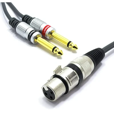 Image of VITALCO XLR Female to 2x 6.3 mm TS Jack Cable 3 m Microphone Pin Mono Plug Audio Adapter