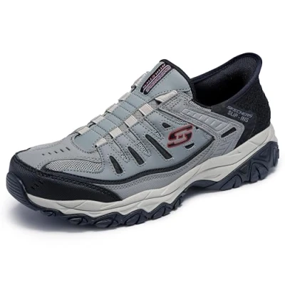 Image of Skechers Men&#039;s Afterburn M. Fit Ridgeburn Hands Free Slip in Loafer, Grey Black, 8 UK