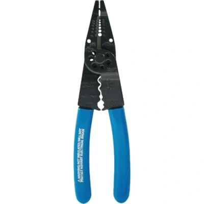 Image of Long Nose Wire Cutter, Crimper, Stripper and Bolt Cutter Multi Tool,Blue/Black, 8 Inch Klein Tools 1010