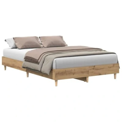Image of vidaXL Bed Frame Small Double 120x190 cm Engineered Wood, Artisan Oak, Modern Style, Bedroom Furniture No Mattress Provided