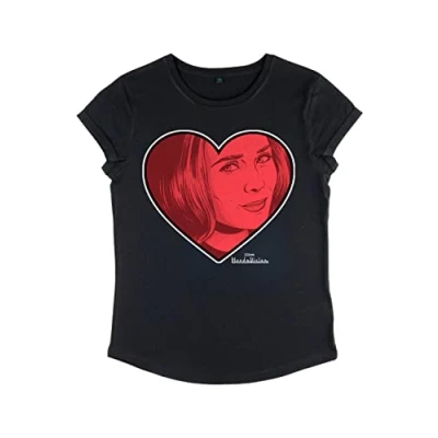 Image of Marvel Women&#039;s Wandavision Wanda Love Rolled Sleeve T Shirt, Black, XL