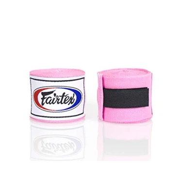 Image of Fairtex HW2 Elastic Cotton Handwraps, 120&#039; and 180&quot; Full Length Hand Wraps Many Colors (Pink, 180&quot;)