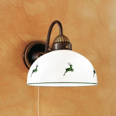 Image of Nonna Cottage Style Glass Wall Light Matt Antique Brass, 1x E27