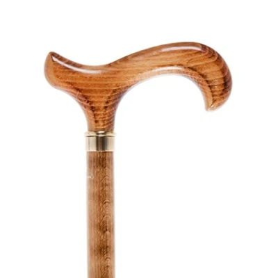 Image of Scorched Beech Derby Handled Walking Stick with a Brass Collar